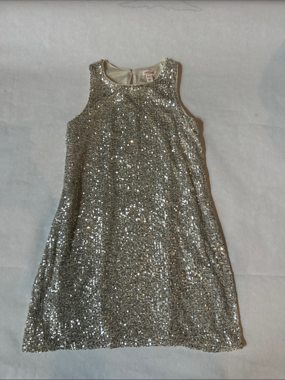 Cat & Jack Silver Sequin A-Line Party Dress